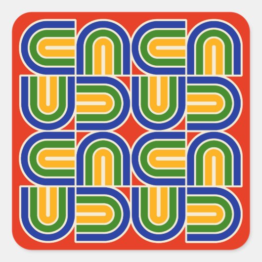 70年代風幾何学アーチ柄 スクエアシール (正面)