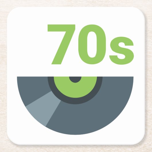 70年代1970年代ロックレコード音楽 スクエアペーパーコースター (正面)