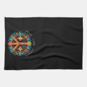 70年代60年代の平和サインカラフル キッチンタオル (横)