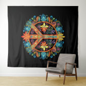 70年代60年代の平和サインカラフル タペストリー (インサイチュ(横))