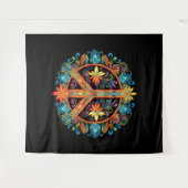 70年代60年代の平和サインカラフル タペストリー (正面(横))