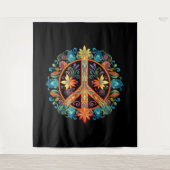 70年代60年代の平和サインカラフル タペストリー (正面)