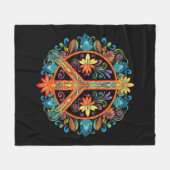 70年代60年代の平和サインカラフル フリースブランケット (正面(横))