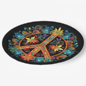 70年代60年代の平和サインカラフル ペーパープレート (アングル)