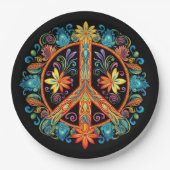 70年代60年代の平和サインカラフル ペーパープレート (正面)