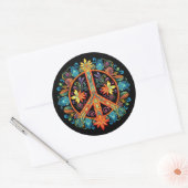 70年代60年代の平和サインカラフル ラウンドシール (封筒)