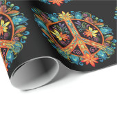 70年代60年代の平和サインカラフル ラッピングペーパー (ロールコーナー)