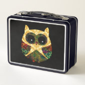70年代60年代ボホーヒッピーチックフクロウ学校 メタルランチボックス (裏面)