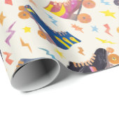 70年代80年代ノスタルジアコラージローラースケート ラッピングペーパー (ロールコーナー)