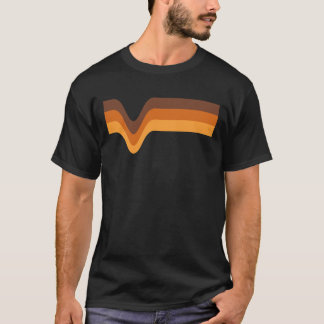 70年代 ストライプ ブラウン オレンジ イエロー ガール Tシャツ