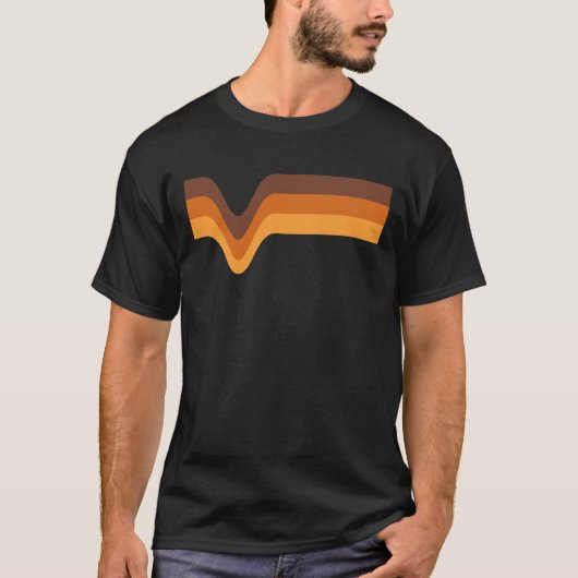 70年代 ストライプ ブラウン オレンジ イエロー ガール Tシャツ (正面)
