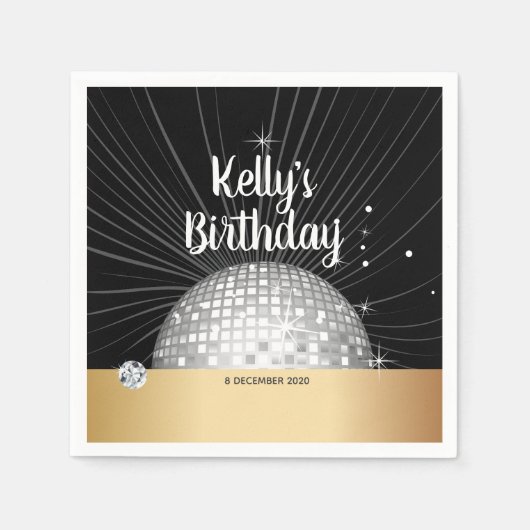 70年代，ディスコボール，カクテル紙ナプキンス スタンダードカクテルナプキン (正面)