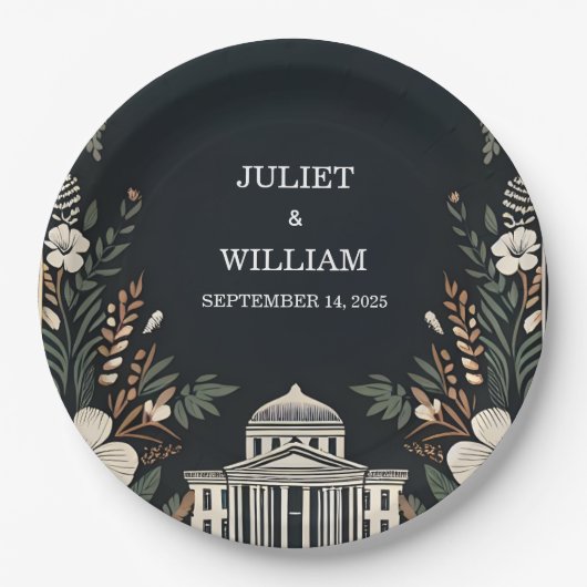 70年代 80年代 ファスト ボールド ボーホー コートハウス ウェディング ペーパープレート (正面)