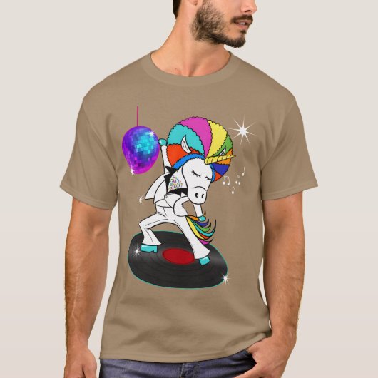70年代 80年代 レトロ ユニコーン ディスコ フレンド Tシャツ (正面)
