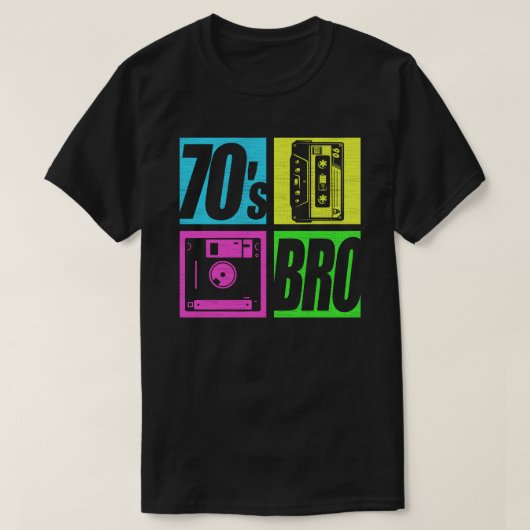 70年代Bro 1970年代ファッション70テーマパーティー70年代 Tシャツ (デザイン正面)
