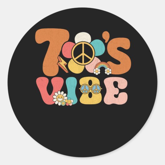 70年代Vibe 70年代コスチュームPeace Groovy Hippie 70年代 ラウンドシール (正面)