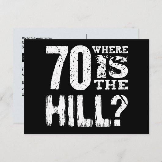 70年目おもしろいの誕生日日付V05Fを保存 案内ポストカード (正面/裏面)