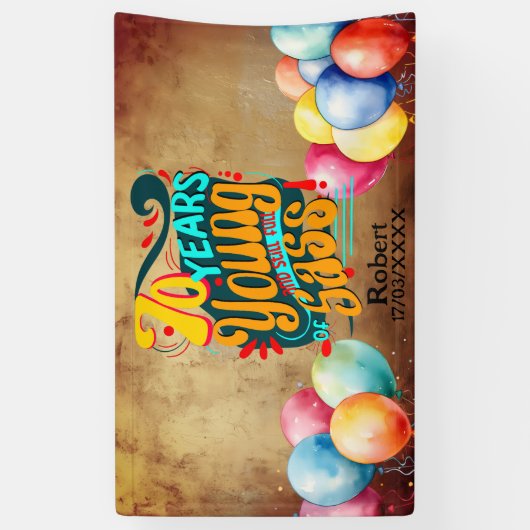 70年若いまだSassがいっぱいで、レトロGroovy 横断幕 (縦)