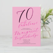 70才おめでとう ピンクの70歳の誕生日パーティー 招待状 (スタンド正面)