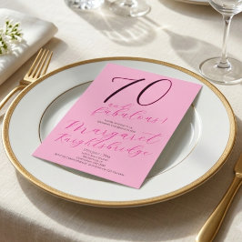 70才おめでとう ピンクの70歳の誕生日パーティー 招待状