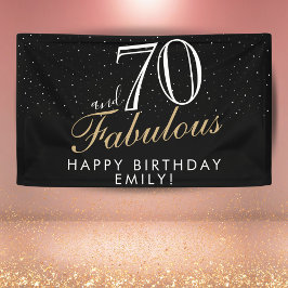 70才おめでとう！ファビュラスブラックエレガント70歳の誕生日バナー 横断幕
