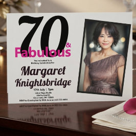70才おめでとう!華やかピンクの70歳の誕生日パーティーフォト 招待状