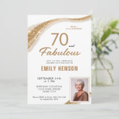 70才お誕生日おめでとう ゴールドラメ 70歳の誕生日 招待状 (スタンド正面)