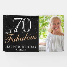 70才にしてなおファビュラスなモダンブラックの70歳の誕生日フォト 横断幕