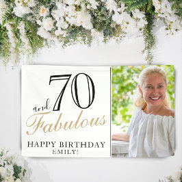 70才にしてなおファビュラス エレガントな70歳の誕生日フォトバナー 横断幕