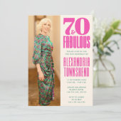 70才にして華麗なるバースデー 縦位置 写真入り70歳の誕生日 招待状 (スタンド正面)