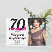 70才にして華麗なる人生 写真入り70才の誕生日パーティー 招待状 (スタンド正面)