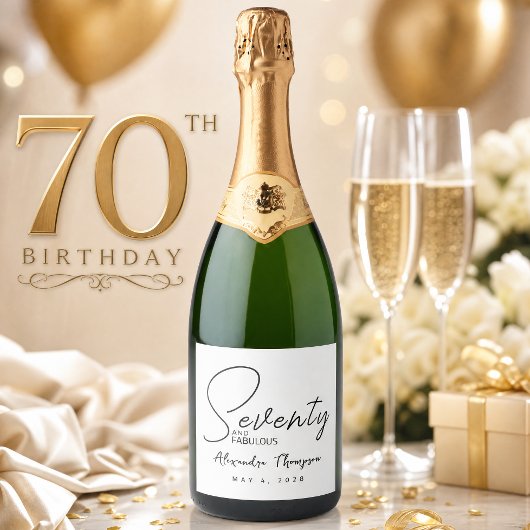 70才の誕生日おめでとう スパークリングワインラベル