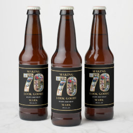 70才をステキに見せるフォトコラージュ 70歳の誕生日 ビールラベル