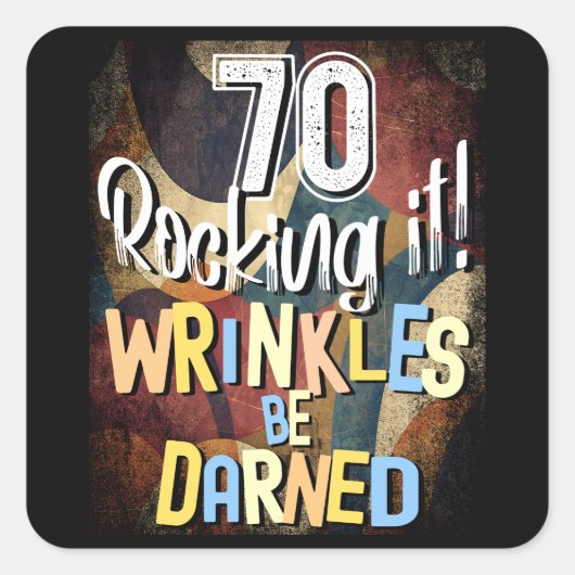 70揺れ！しわをダーニング、レトロBday スクエアシール (正面)