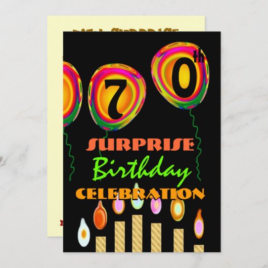 70日~79日の誕生日パーティーの招待 招待状 (正面/裏面)