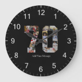 70枚の写真のモザイクアート ラージ壁時計 (正面)