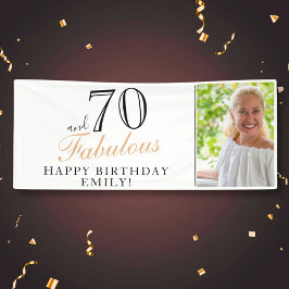70歳おめでとう！エレガントな70歳の誕生日フォト 横断幕