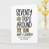 70歳おもしろいになる70誕生日 カード (黄色い花)