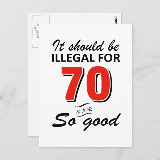 70歳おもしろいの誕生日デザイン ポストカード (正面/裏面)