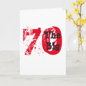 70歳おもしろいの誕生日、大きな赤、白の上の黒の文字。 カード (黄色い花)