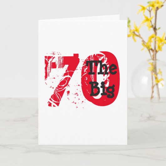 70歳おもしろいの誕生日、大きな赤、白の上の黒の文字。 カード (黄色い花)