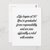 70歳からの第二の人生スタート、70歳の誕生日 ポストカード (正面/裏面)