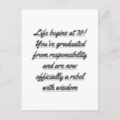 70歳からの第二の人生スタート、70歳の誕生日 ポストカード (正面)