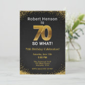 70歳だって何?! ブラックゴールド 70歳の誕生日 招待状 (スタンド正面)