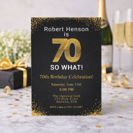 70歳だって何？！ ブラックゴールド 70歳の誕生日 招待状