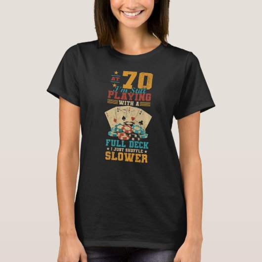 70歳でメンズ遊フルデッキ70誕生日P Tシャツ (正面)