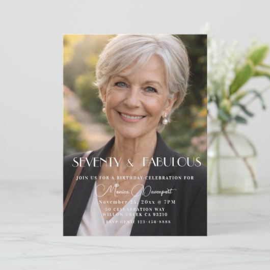 70歳で素敵な写真 70歳の誕生日パーティー 招待状 (スタンド正面)