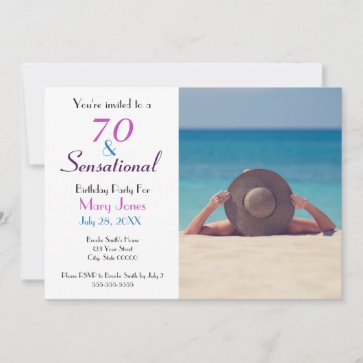 70歳とセンセーショナルな70歳の誕生日パーティーの招待状 招待状 (正面)