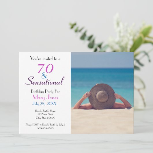 70歳とセンセーショナルな70歳の誕生日パーティーの招待状 招待状 (スタンド正面)