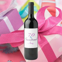 70歳とセンセーショナル70歳の誕生日ピンクがパーソナライズされた ワインラベル